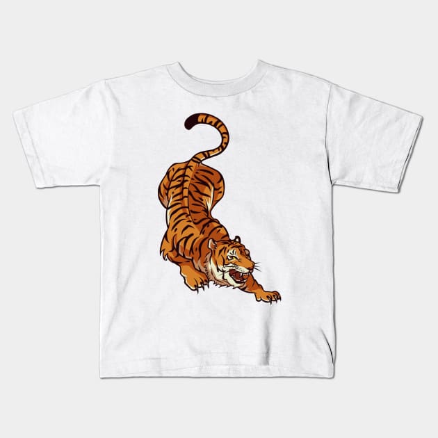 Tiger Ambush Kids T-Shirt by KucingKecil